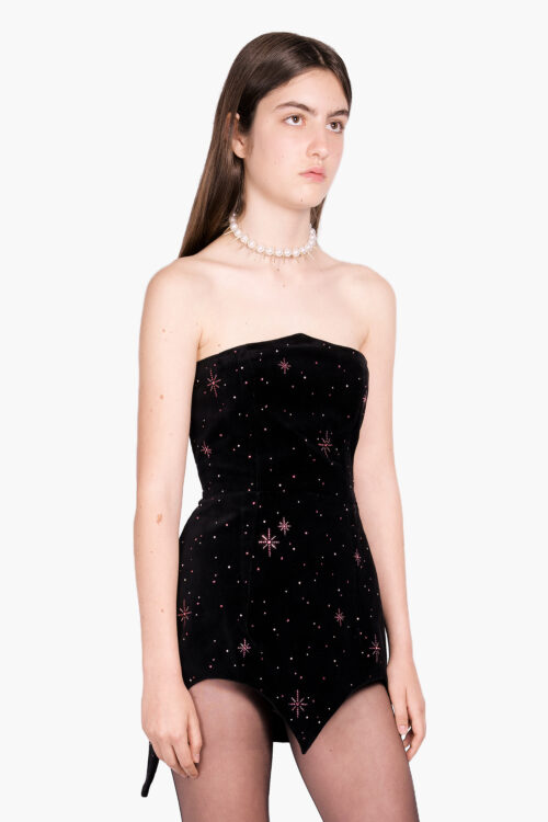 ©Swarovski starry night crystals velvet mini dress