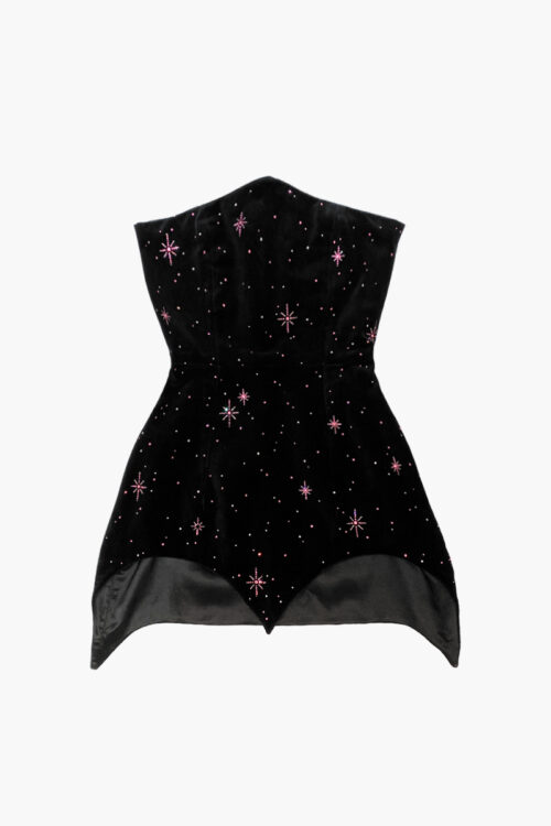 ©Swarovski starry night crystals velvet mini dress