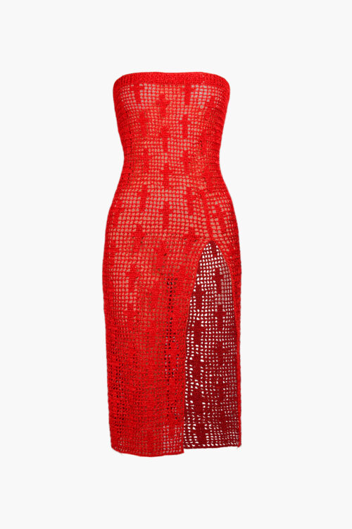 Crosses crochet dress in red