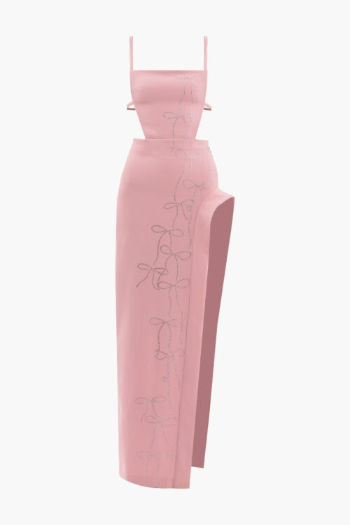 Crystal pink bow dress