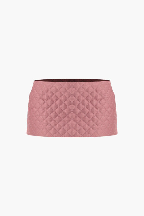 Pink quilted mini skirt