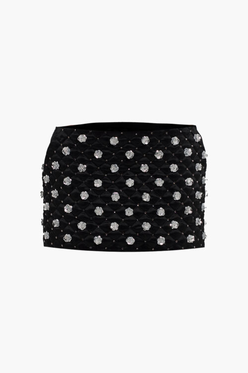 Black Quilted Mini Skirt