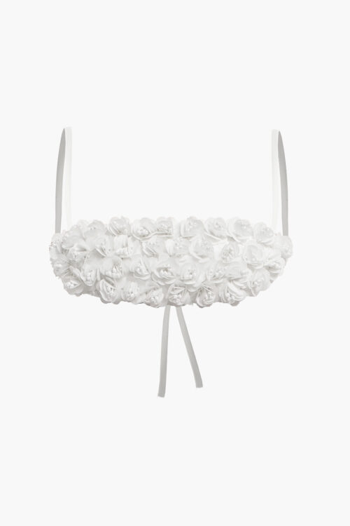 White Embroidered Flowers Bra Top