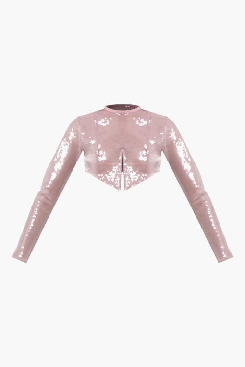 Pink Sequin Crop Top