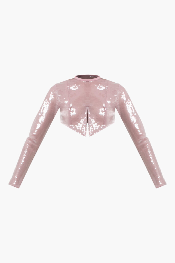 Pink Sequin Crop Top