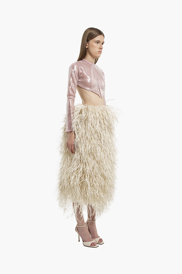 Pink Sequin Crop Top - Image 4