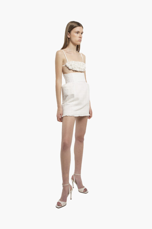 White tweed mini skirt