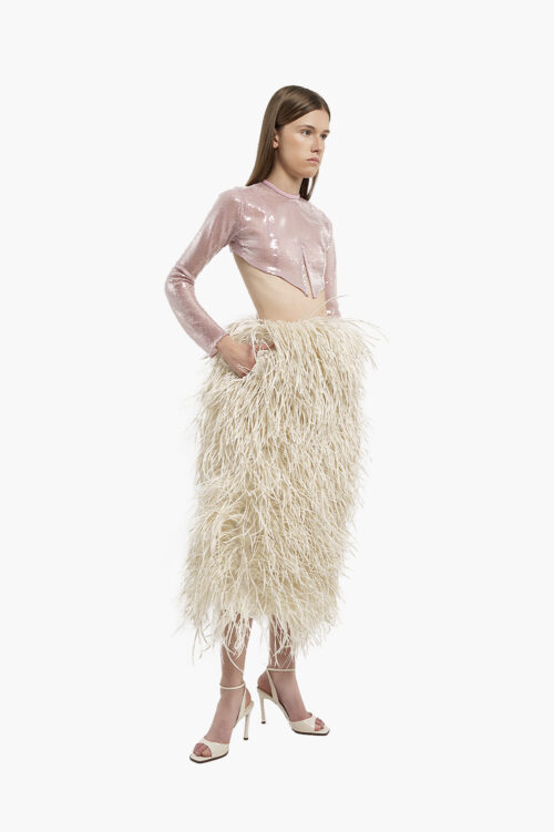 White Feather Midi Skirt