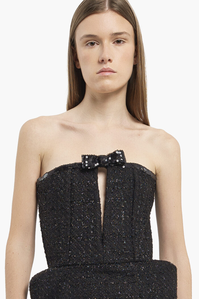 Black Tweed Mini Dress - Image 4