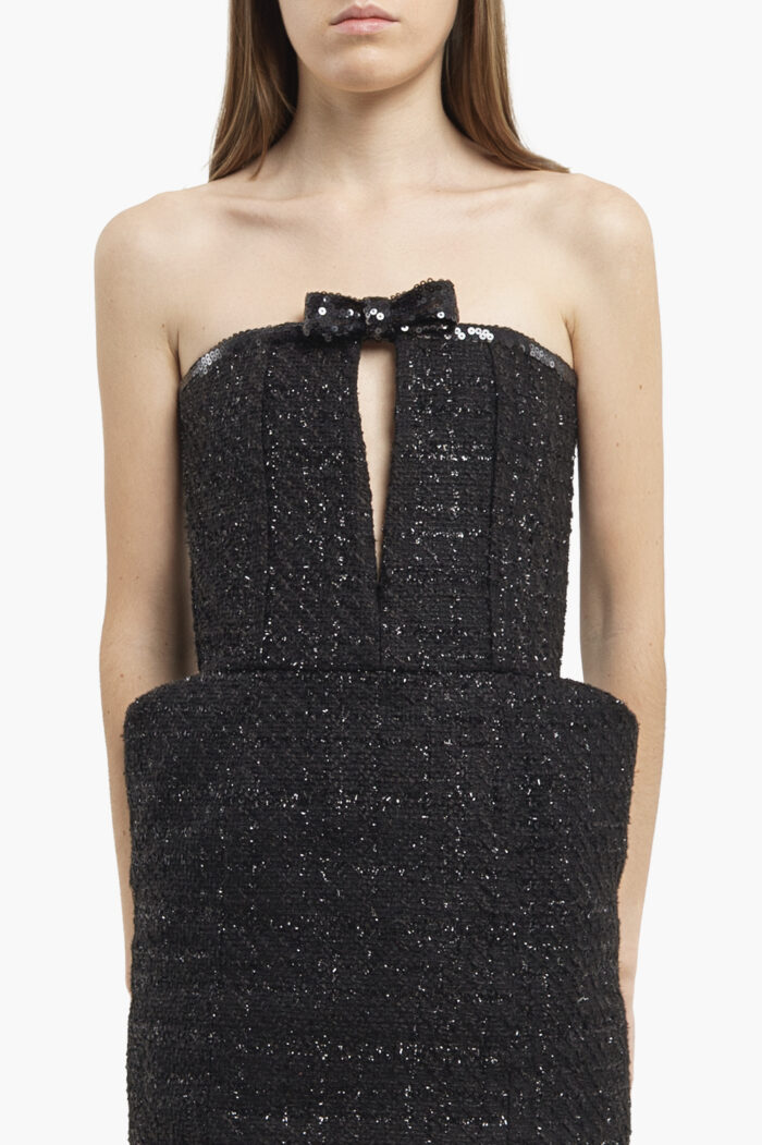 Black Tweed Mini Dress - Image 3