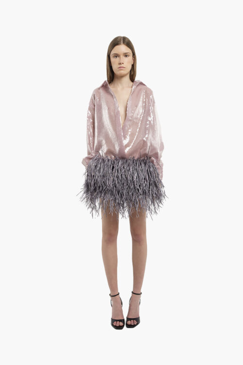Pink Sequin Oversized Shirt