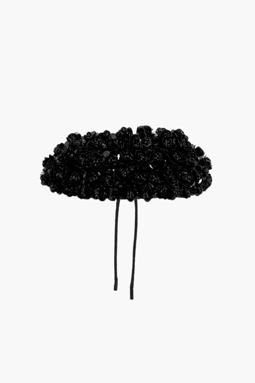 Black Embroidered Flowers Bra
