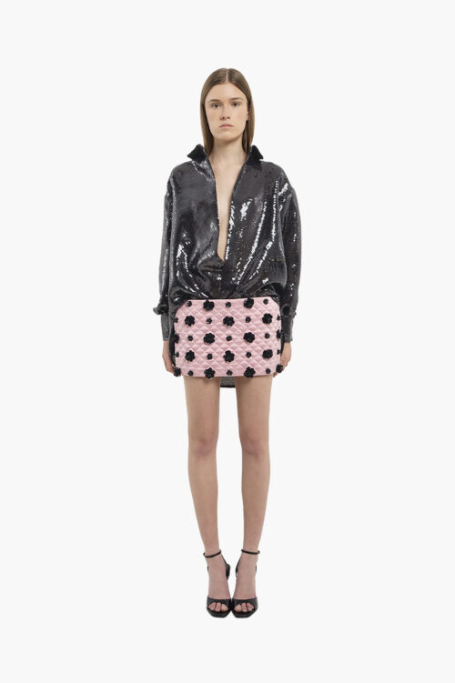 Black Sequin Oversized Shirt