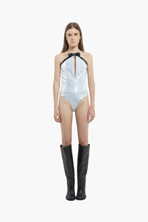Blue sequin bodysuit