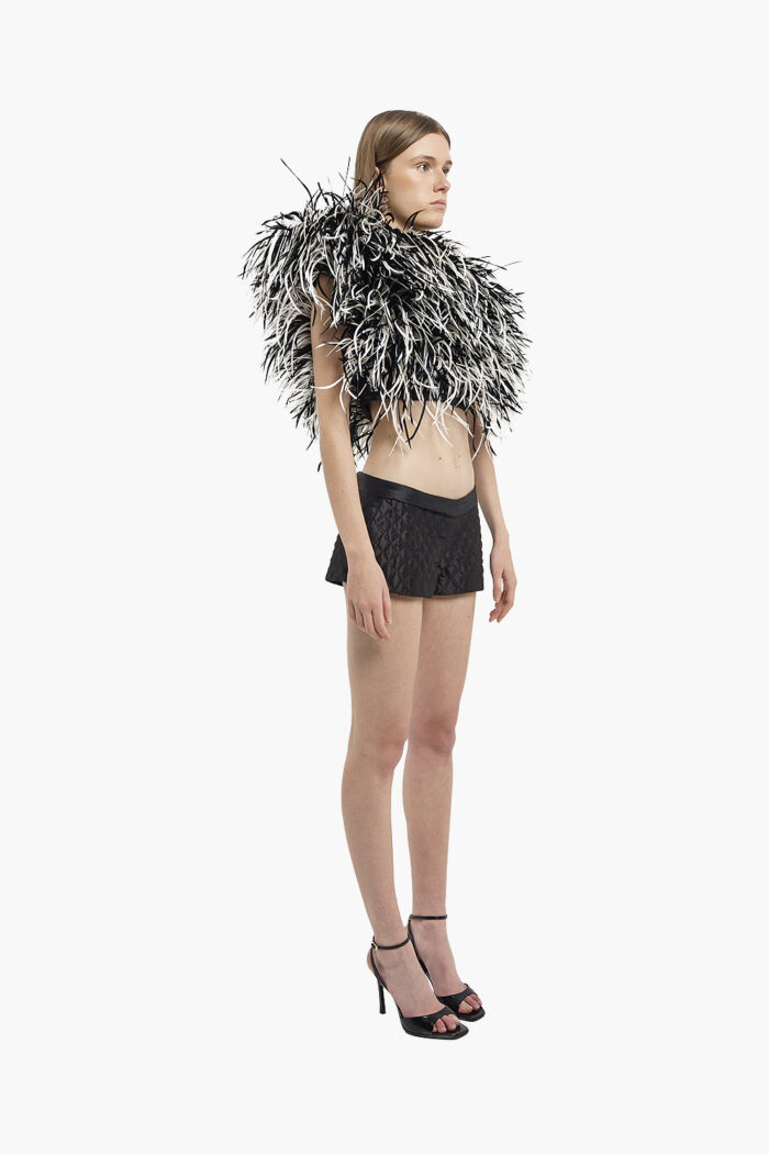 Black & white Feather Corset Top - Image 4