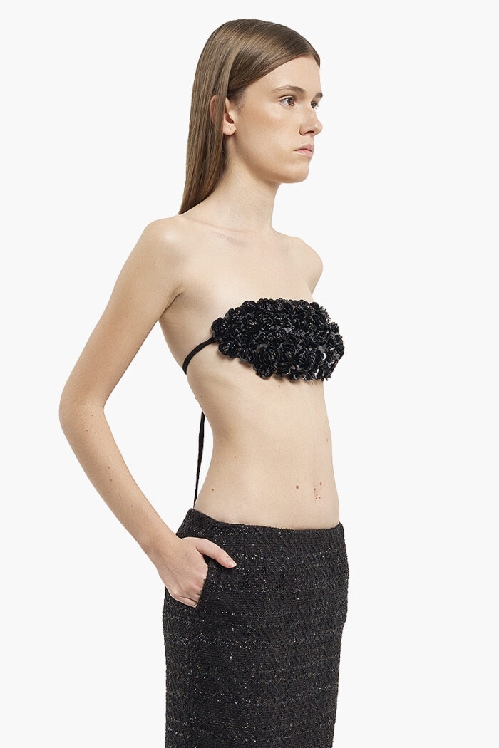 Black Embroidered Flowers Bra - Image 4