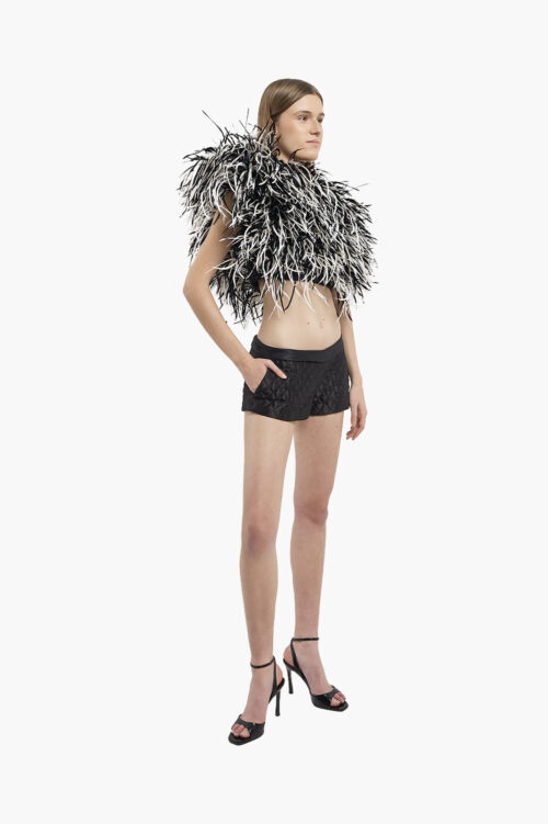 Black & white Feather Corset Top