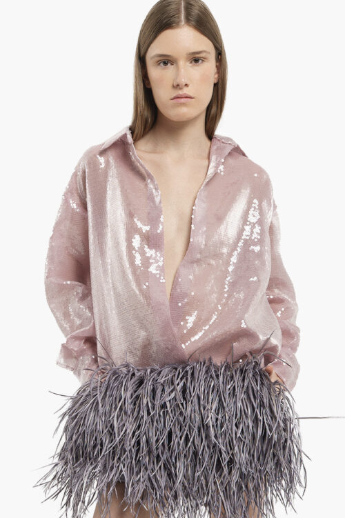 Pink Sequin Oversized Shirt