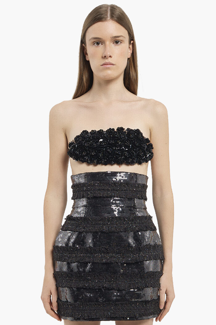 Black Embroidered Flowers Bra - Image 2