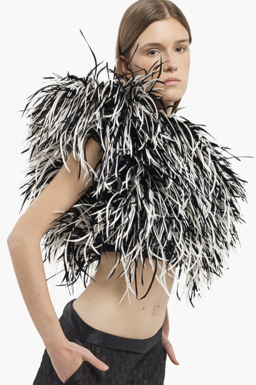 Black & white Feather Corset Top