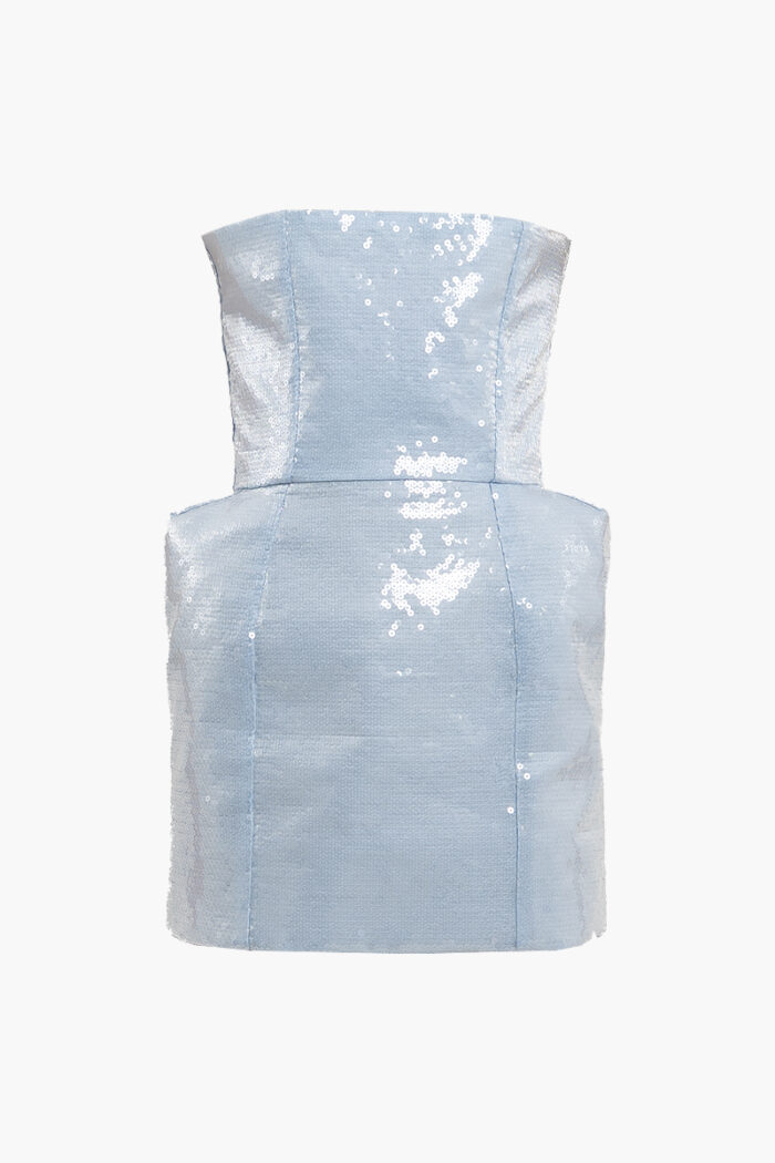 Icy Blue Sequin Strapless Mini Dress